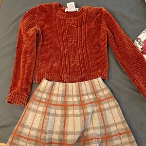 Tommy Bahama Rust Sweater and Plaid Skirt Set